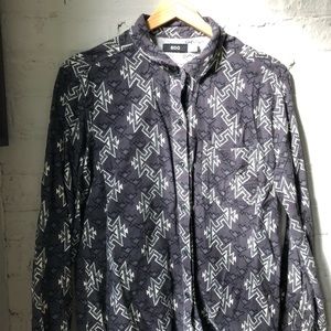 Patterned Flannel Button Down Shirt